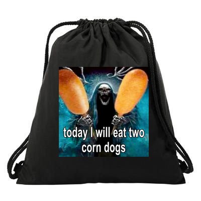 Today I Will Eat Two Corn Dogs Meme Drawstring Bag