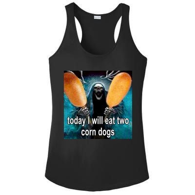 Today I Will Eat Two Corn Dogs Meme Ladies PosiCharge Competitor Racerback Tank
