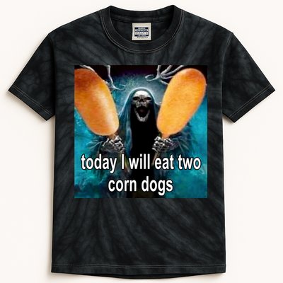 Today I Will Eat Two Corn Dogs Meme Kids Tie-Dye T-Shirt