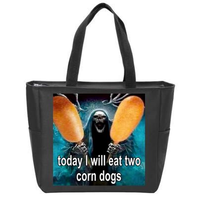 Today I Will Eat Two Corn Dogs Meme Zip Tote Bag
