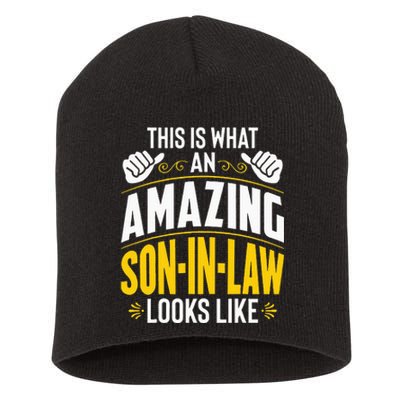 This Is What An Amazing Soninlaw Looks Like Funny Short Acrylic Beanie