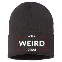 Trump Is Weird 2024 Funny Trump Election Sustainable Knit Beanie