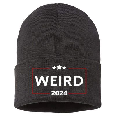 Trump Is Weird 2024 Funny Trump Election Sustainable Knit Beanie