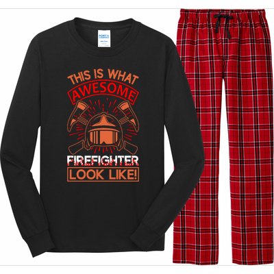 This Is What Awesome Firefighter Look Like Long Sleeve Pajama Set