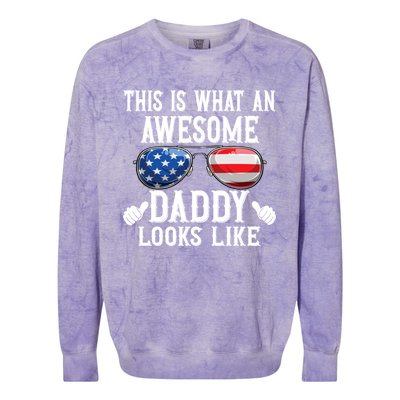 This Is What An Awesome Daddy Looks Like American Flag Usa Colorblast Crewneck Sweatshirt