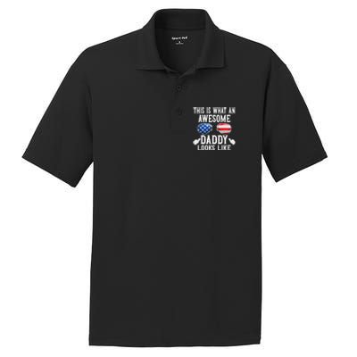 This Is What An Awesome Daddy Looks Like American Flag Usa PosiCharge RacerMesh Polo