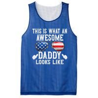 This Is What An Awesome Daddy Looks Like American Flag Usa Mesh Reversible Basketball Jersey Tank