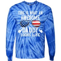 This Is What An Awesome Daddy Looks Like American Flag Usa Tie-Dye Long Sleeve Shirt