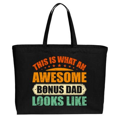 This Is What An Awesome Bonus Dad Looks Like Fathers Day Cotton Canvas Jumbo Tote