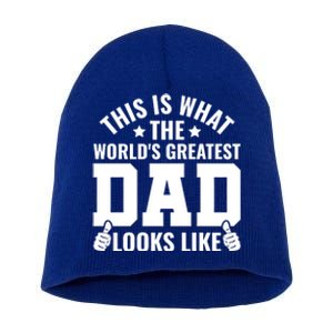 This Is What The Worlds Greatest Dad Looks Like Gift Short Acrylic Beanie