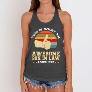 This Is What Awesome Son In Law Looks Women's Knotted Racerback Tank