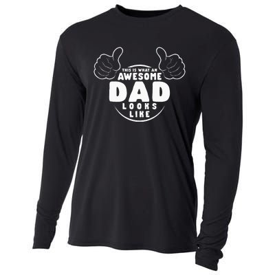 This Is What An Awesome Dad Looks Like Shirts Funny For Dad Cooling Performance Long Sleeve Crew