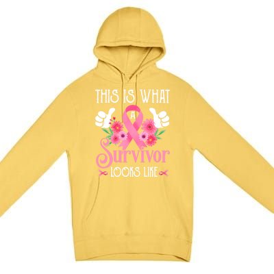 This Is What A Survivor Looks Like Breast Cancer Awareness Gift Premium Pullover Hoodie