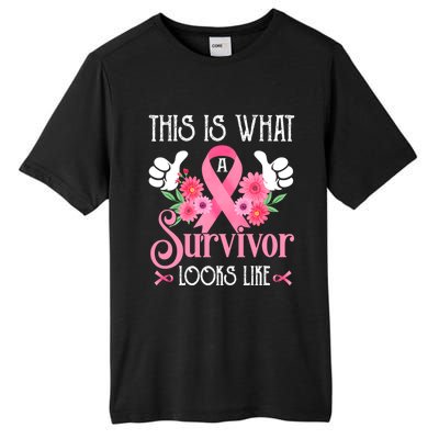 This Is What A Survivor Looks Like Breast Cancer Awareness Gift Tall Fusion ChromaSoft Performance T-Shirt