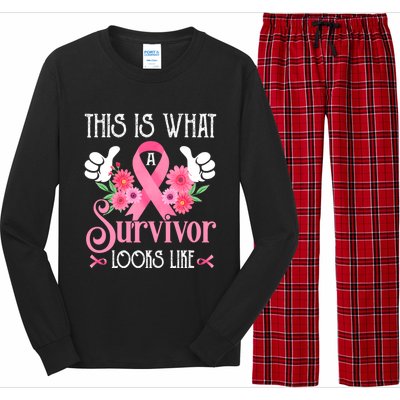 This Is What A Survivor Looks Like Breast Cancer Awareness Gift Long Sleeve Pajama Set