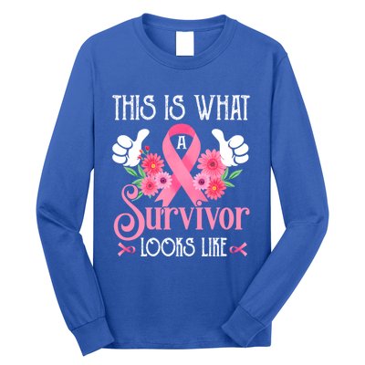 This Is What A Survivor Looks Like Breast Cancer Awareness Gift Long Sleeve Shirt