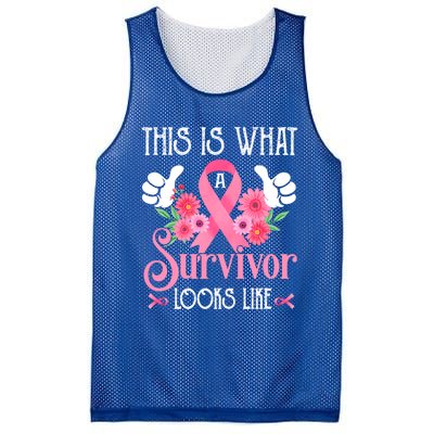 This Is What A Survivor Looks Like Breast Cancer Awareness Gift Mesh Reversible Basketball Jersey Tank