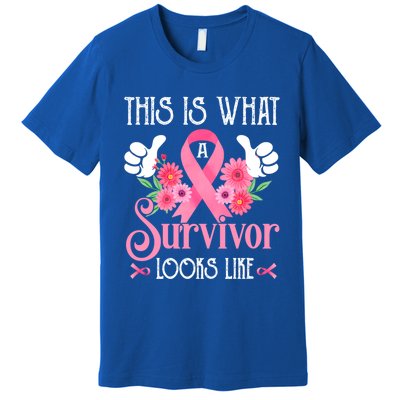 This Is What A Survivor Looks Like Breast Cancer Awareness Gift Premium T-Shirt