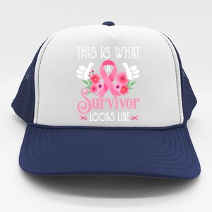 This Is What A Survivor Looks Like Breast Cancer Awareness Gift Trucker Hat