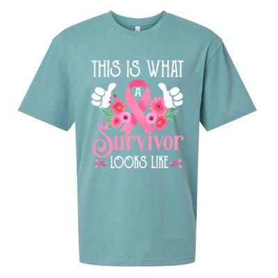 This Is What A Survivor Looks Like Breast Cancer Awareness Gift Sueded Cloud Jersey T-Shirt