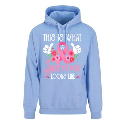 This Is What A Survivor Looks Like Breast Cancer Awareness Gift Unisex Surf Hoodie