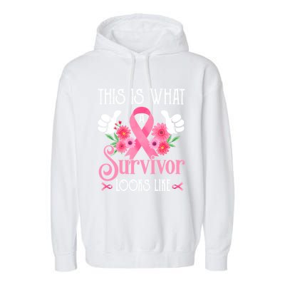 This Is What A Survivor Looks Like Breast Cancer Awareness Gift Garment-Dyed Fleece Hoodie