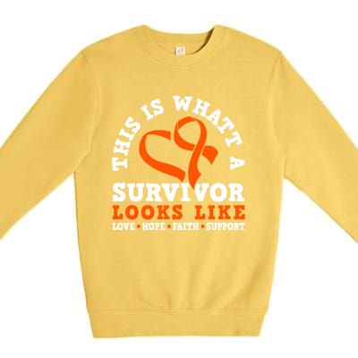 This Is What A Survivor Looks Like Leukemia Warrior Cool Gift Premium Crewneck Sweatshirt