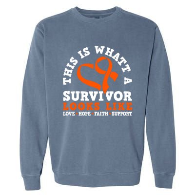 This Is What A Survivor Looks Like Leukemia Warrior Cool Gift Garment-Dyed Sweatshirt