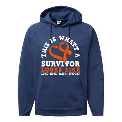 This Is What A Survivor Looks Like Leukemia Warrior Cool Gift Performance Fleece Hoodie