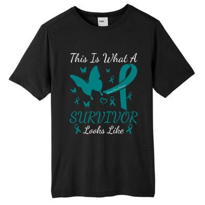 This Is What A Survivor Looks Like Ovarian Cancer Awareness Gift Tall Fusion ChromaSoft Performance T-Shirt