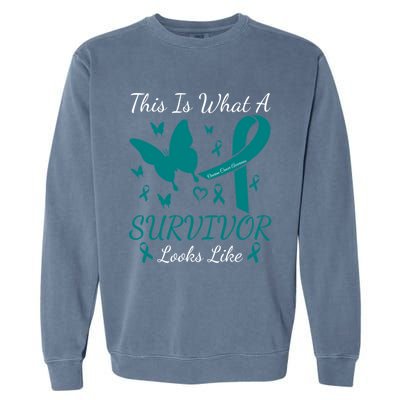 This Is What A Survivor Looks Like Ovarian Cancer Awareness Gift Garment-Dyed Sweatshirt