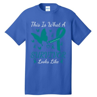 This Is What A Survivor Looks Like Ovarian Cancer Awareness Gift Tall T-Shirt