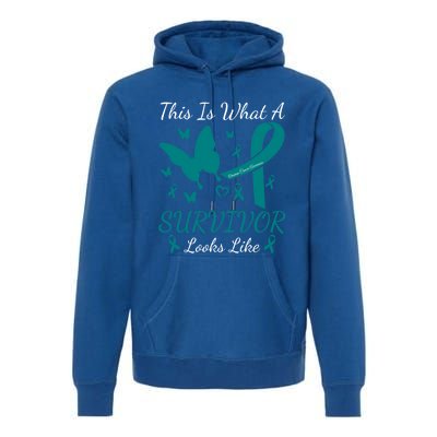 This Is What A Survivor Looks Like Ovarian Cancer Awareness Gift Premium Hoodie