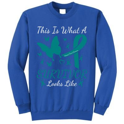 This Is What A Survivor Looks Like Ovarian Cancer Awareness Gift Tall Sweatshirt