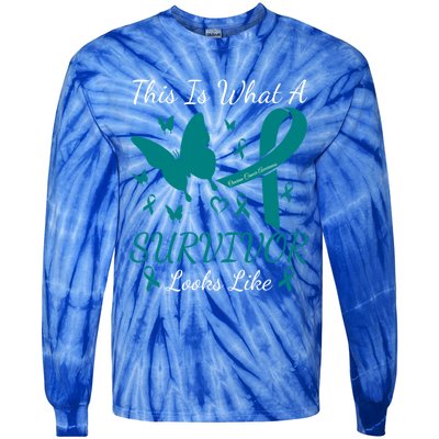 This Is What A Survivor Looks Like Ovarian Cancer Awareness Gift Tie-Dye Long Sleeve Shirt