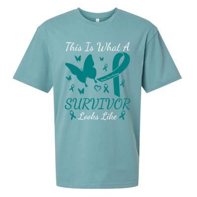 This Is What A Survivor Looks Like Ovarian Cancer Awareness Gift Sueded Cloud Jersey T-Shirt