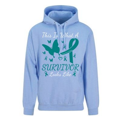 This Is What A Survivor Looks Like Ovarian Cancer Awareness Gift Unisex Surf Hoodie