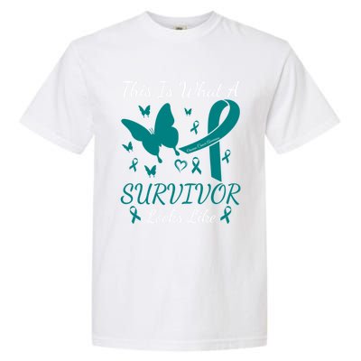 This Is What A Survivor Looks Like Ovarian Cancer Awareness Gift Garment-Dyed Heavyweight T-Shirt