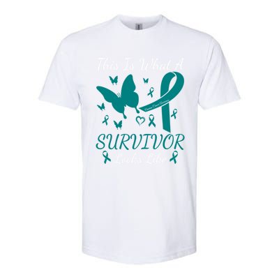 This Is What A Survivor Looks Like Ovarian Cancer Awareness Gift Softstyle CVC T-Shirt