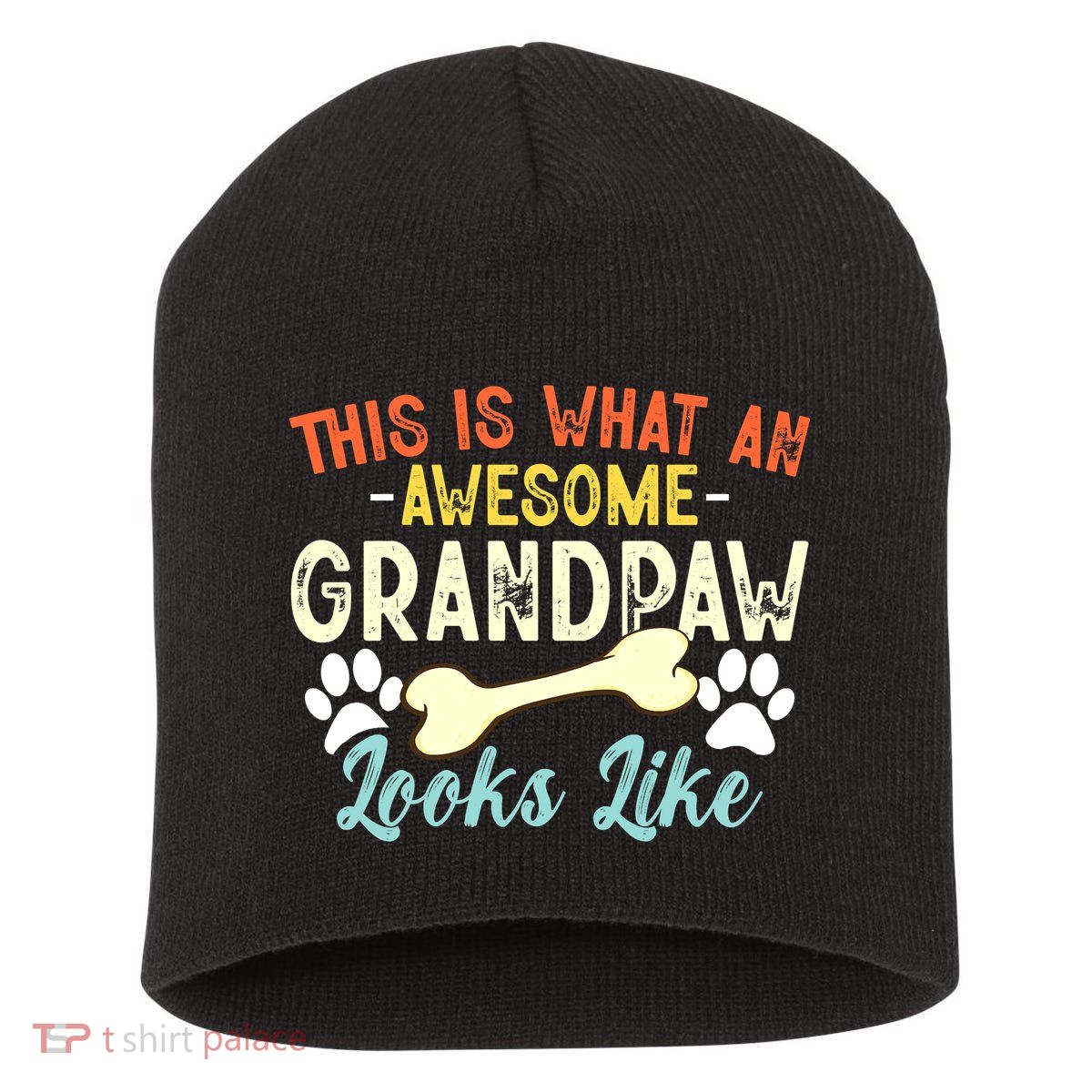 This Is What An Awesome Grandpaw Looks Like - Dog Grandpa Short Acrylic Beanie
