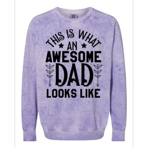 This Is What An Awesome Dad Looks Like Funny Dad Colorblast Crewneck Sweatshirt