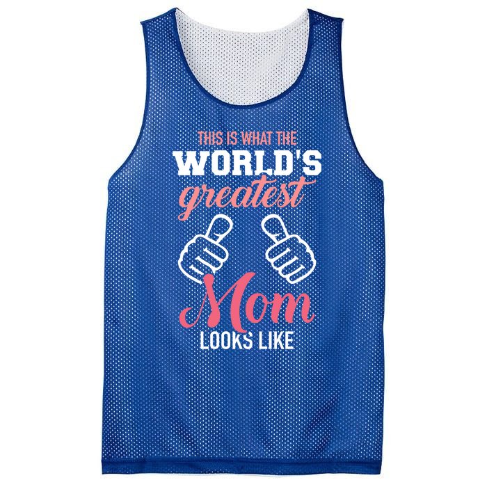 This Is What World's Greatest Mom Looks Like Mother's Day Great Gift Mesh Reversible Basketball Jersey Tank