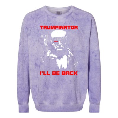 Trumpinator I Will Back Trump 2024 Colorblast Crewneck Sweatshirt