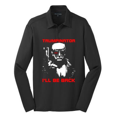 Trumpinator I Will Back Trump 2024 Silk Touch Performance Long Sleeve Polo