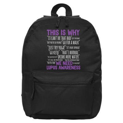 This Is Why We Need Lupus Awareness 16 in Basic Backpack