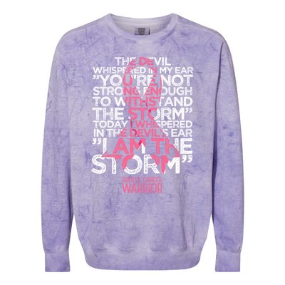 Today I Whispered I Am The Storm Breast Cancer Warrior Gift Colorblast Crewneck Sweatshirt