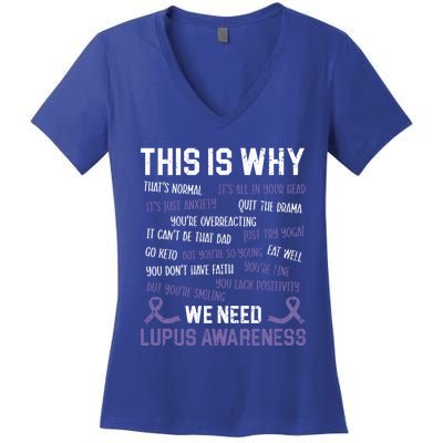 This Is Why We Need Lupus Awareness Autoimmune Disease Great Gift Women's V-Neck T-Shirt