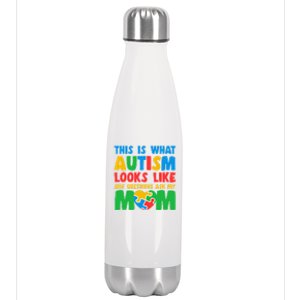 This Is What Autism Looks Like Any Questions Ask My Mom Gift Stainless Steel Insulated Water Bottle