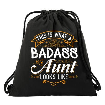 This Is What A Badass Aunt Looks Like Soon To Be Auntie Drawstring Bag