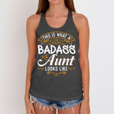 This Is What A Badass Aunt Looks Like Soon To Be Auntie Women's Knotted Racerback Tank